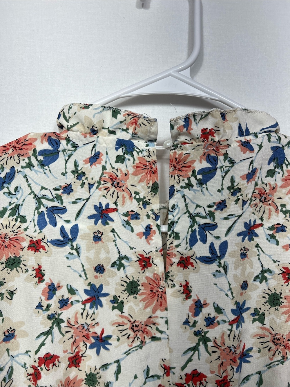 SHEIN Cream Floral Smocked Midi Dress with Pink and Blue Blossoms - Picture 7 of 10